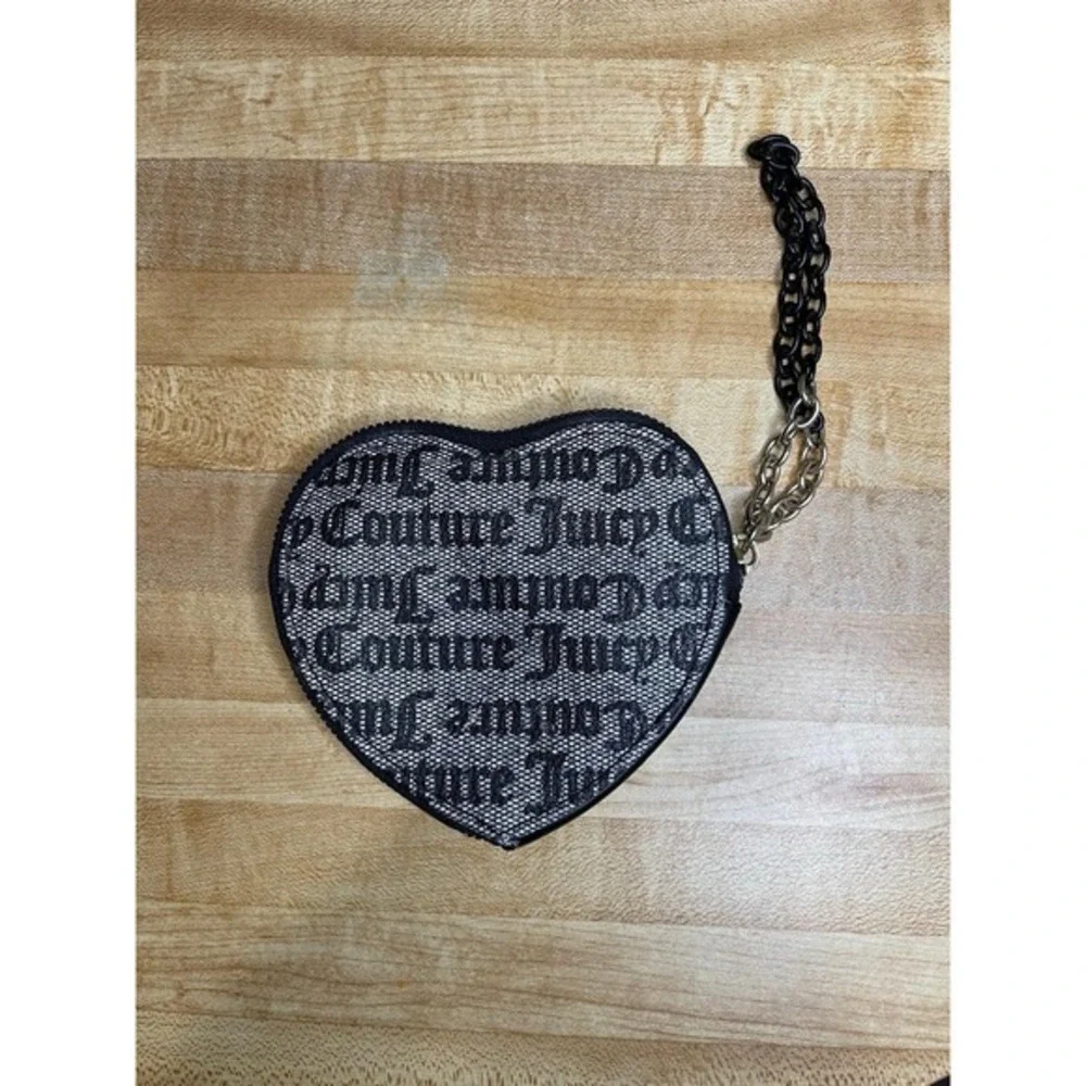 Juicy Couture Heart Shaped Purse Charm Keychain Wristlet.‎
